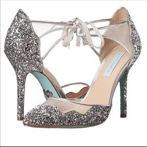 Betsey Johnson Stela silver sparkly wedding heel